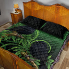 New Zealand Black Robin Quilt Bed Set Karure Maori Koru Art Tattoo
