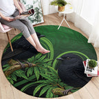 New Zealand Black Robin Round Carpet Karure Maori Koru Art Tattoo