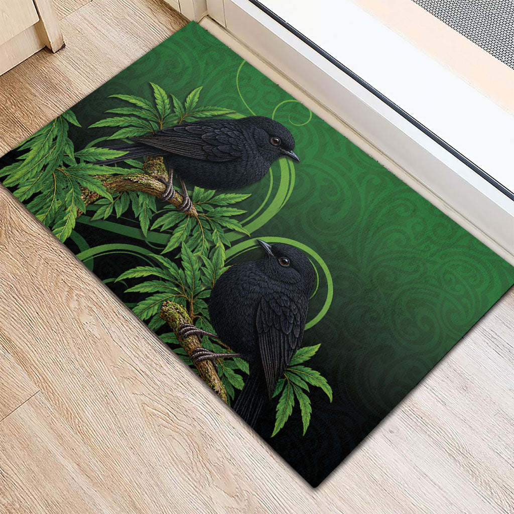 New Zealand Black Robin Rubber Doormat Karure Maori Koru Art Tattoo