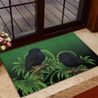 New Zealand Black Robin Rubber Doormat Karure Maori Koru Art Tattoo