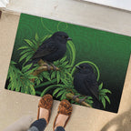 New Zealand Black Robin Rubber Doormat Karure Maori Koru Art Tattoo