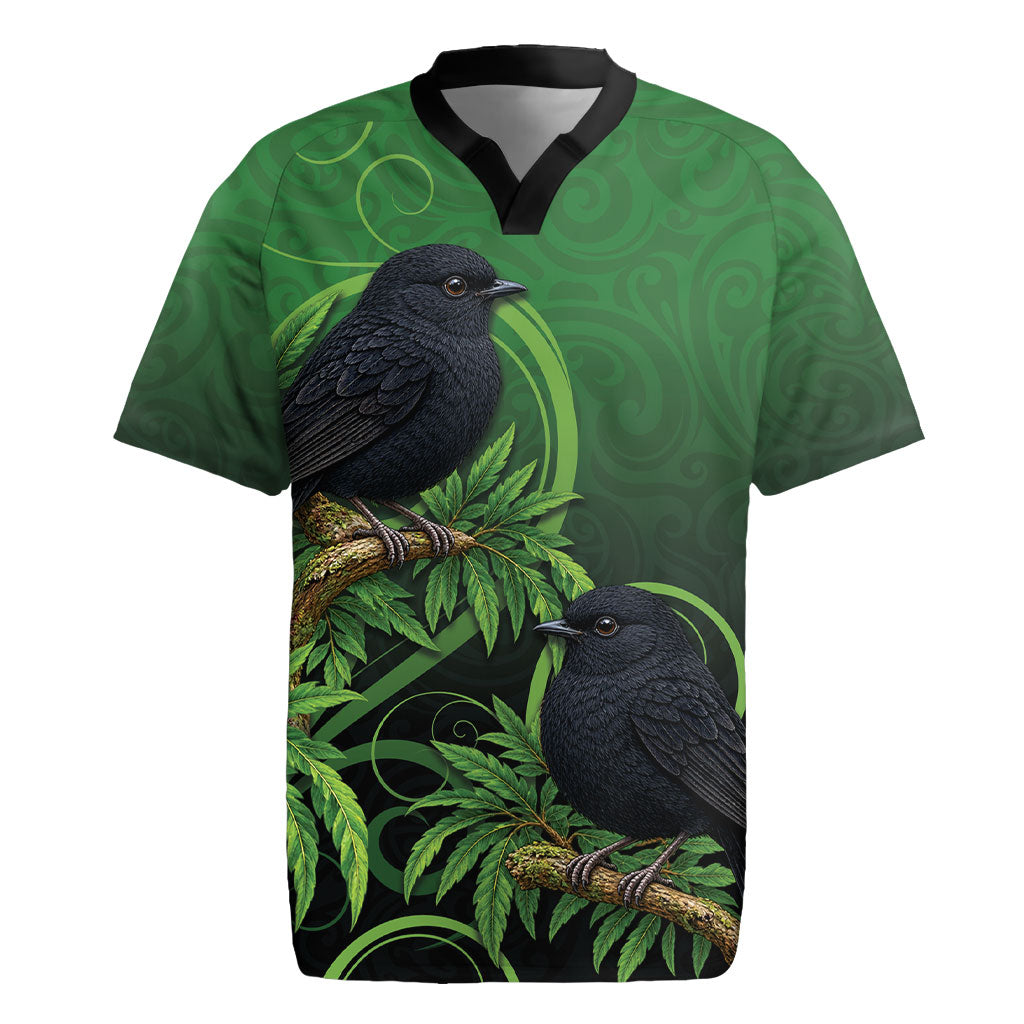 New Zealand Black Robin Rugby Jersey Karure Maori Koru Art Tattoo
