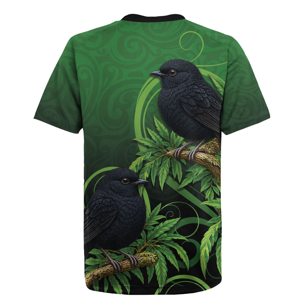 New Zealand Black Robin Rugby Jersey Karure Maori Koru Art Tattoo