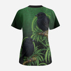 New Zealand Black Robin Scrub Top Karure Maori Koru Art Tattoo