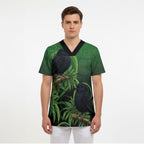 New Zealand Black Robin Scrub Top Karure Maori Koru Art Tattoo