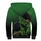New Zealand Black Robin Sherpa Hoodie Karure Maori Koru Art Tattoo