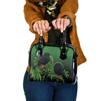 New Zealand Black Robin Shoulder Handbag Karure Maori Koru Art Tattoo