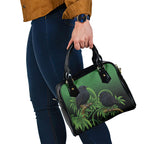 New Zealand Black Robin Shoulder Handbag Karure Maori Koru Art Tattoo