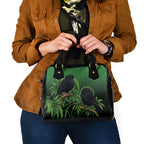 New Zealand Black Robin Shoulder Handbag Karure Maori Koru Art Tattoo