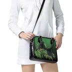 New Zealand Black Robin Shoulder Handbag Karure Maori Koru Art Tattoo