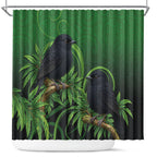 New Zealand Black Robin Shower Curtain Karure Maori Koru Art Tattoo
