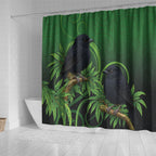 New Zealand Black Robin Shower Curtain Karure Maori Koru Art Tattoo