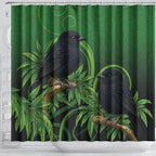 New Zealand Black Robin Shower Curtain Karure Maori Koru Art Tattoo
