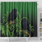 New Zealand Black Robin Shower Curtain Karure Maori Koru Art Tattoo