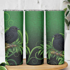 New Zealand Black Robin Skinny Tumbler Karure Maori Koru Art Tattoo