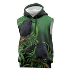 New Zealand Black Robin Sleeveless Hoodie Karure Maori Koru Art Tattoo
