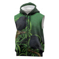 New Zealand Black Robin Sleeveless Zip Hoodie Karure Maori Koru Art Tattoo