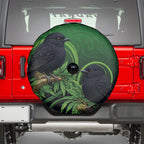New Zealand Black Robin Spare Tire Cover Karure Maori Koru Art Tattoo