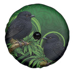 New Zealand Black Robin Spare Tire Cover Karure Maori Koru Art Tattoo