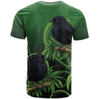 New Zealand Black Robin T Shirt Karure Maori Koru Art Tattoo