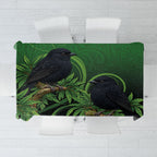 New Zealand Black Robin Tablecloth Karure Maori Koru Art Tattoo