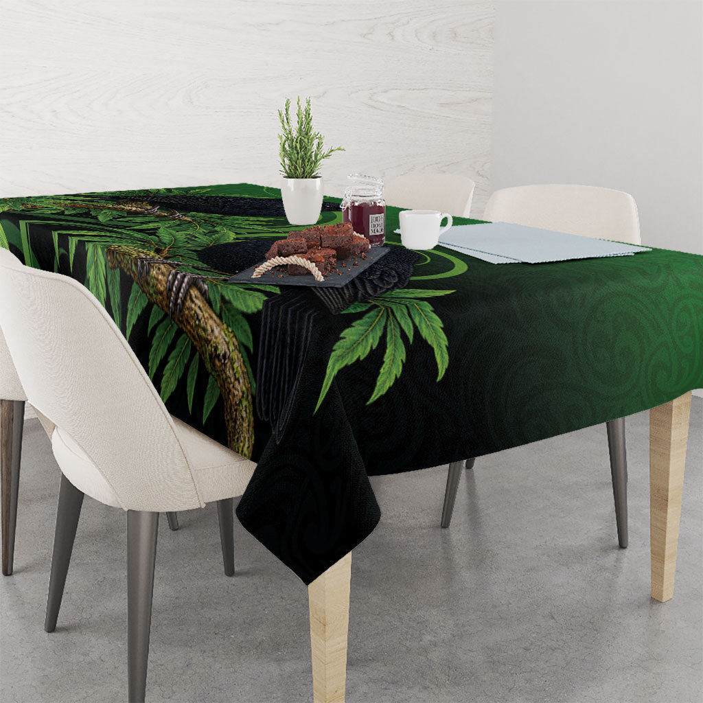 New Zealand Black Robin Tablecloth Karure Maori Koru Art Tattoo