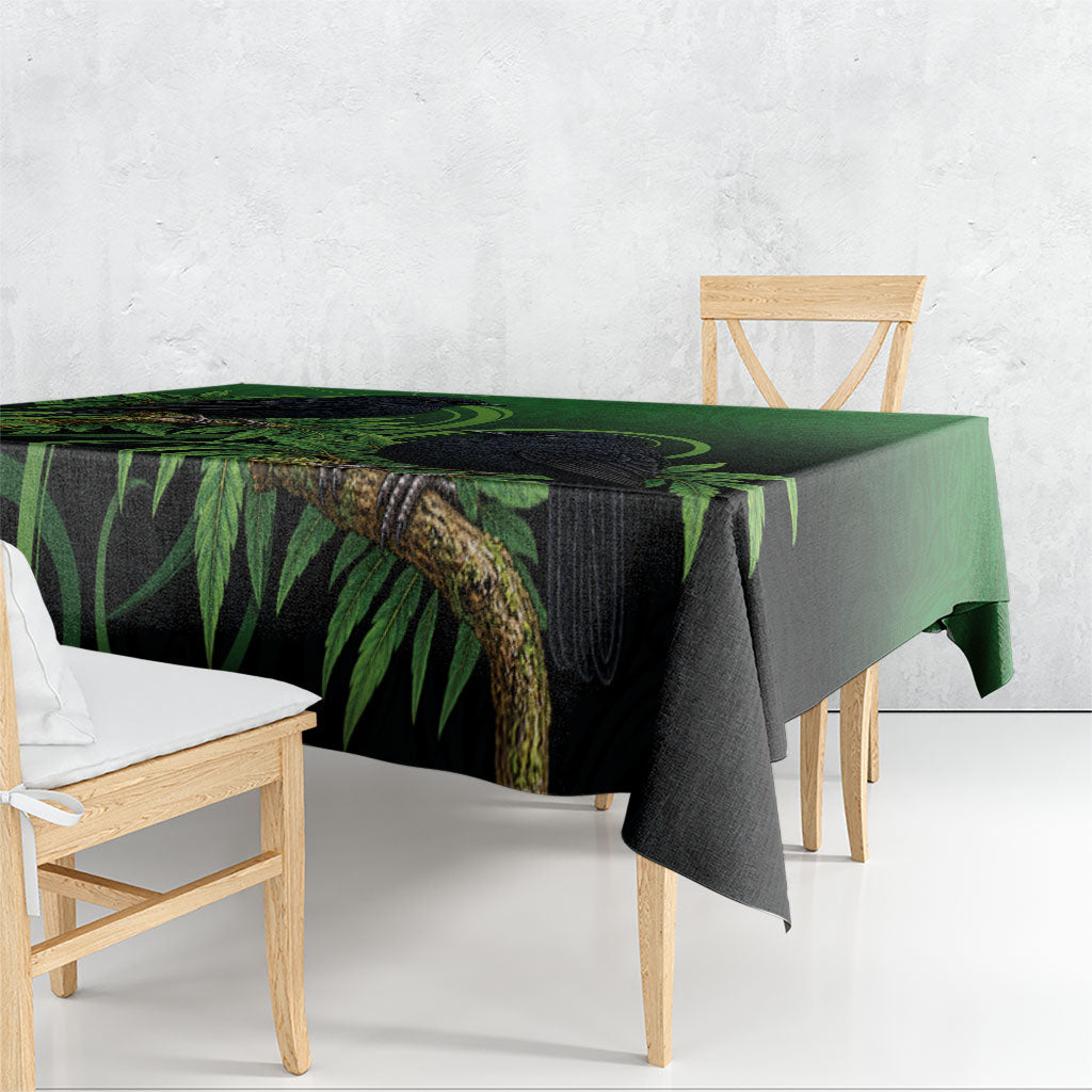 New Zealand Black Robin Tablecloth Karure Maori Koru Art Tattoo