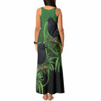 New Zealand Black Robin Tank Maxi Dress Karure Maori Koru Art Tattoo