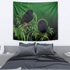 New Zealand Black Robin Tapestry Karure Maori Koru Art Tattoo