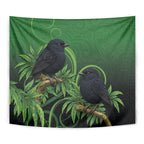 New Zealand Black Robin Tapestry Karure Maori Koru Art Tattoo