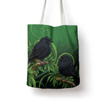 New Zealand Black Robin Tote Bag Karure Maori Koru Art Tattoo
