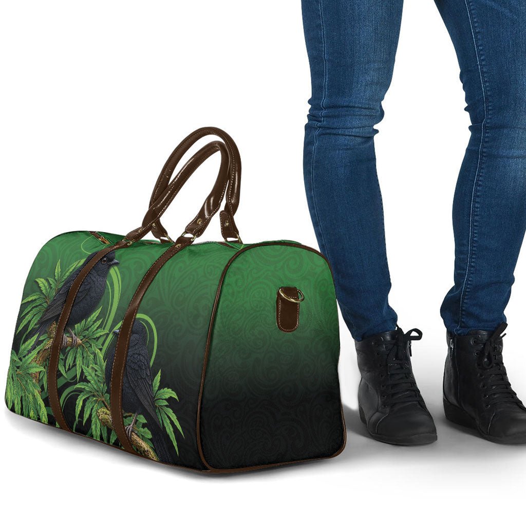 New Zealand Black Robin Travel Bag Karure Maori Koru Art Tattoo