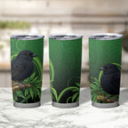 New Zealand Black Robin Tumbler Cup Karure Maori Koru Art Tattoo