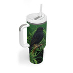 New Zealand Black Robin Tumbler With Handle Karure Maori Koru Art Tattoo