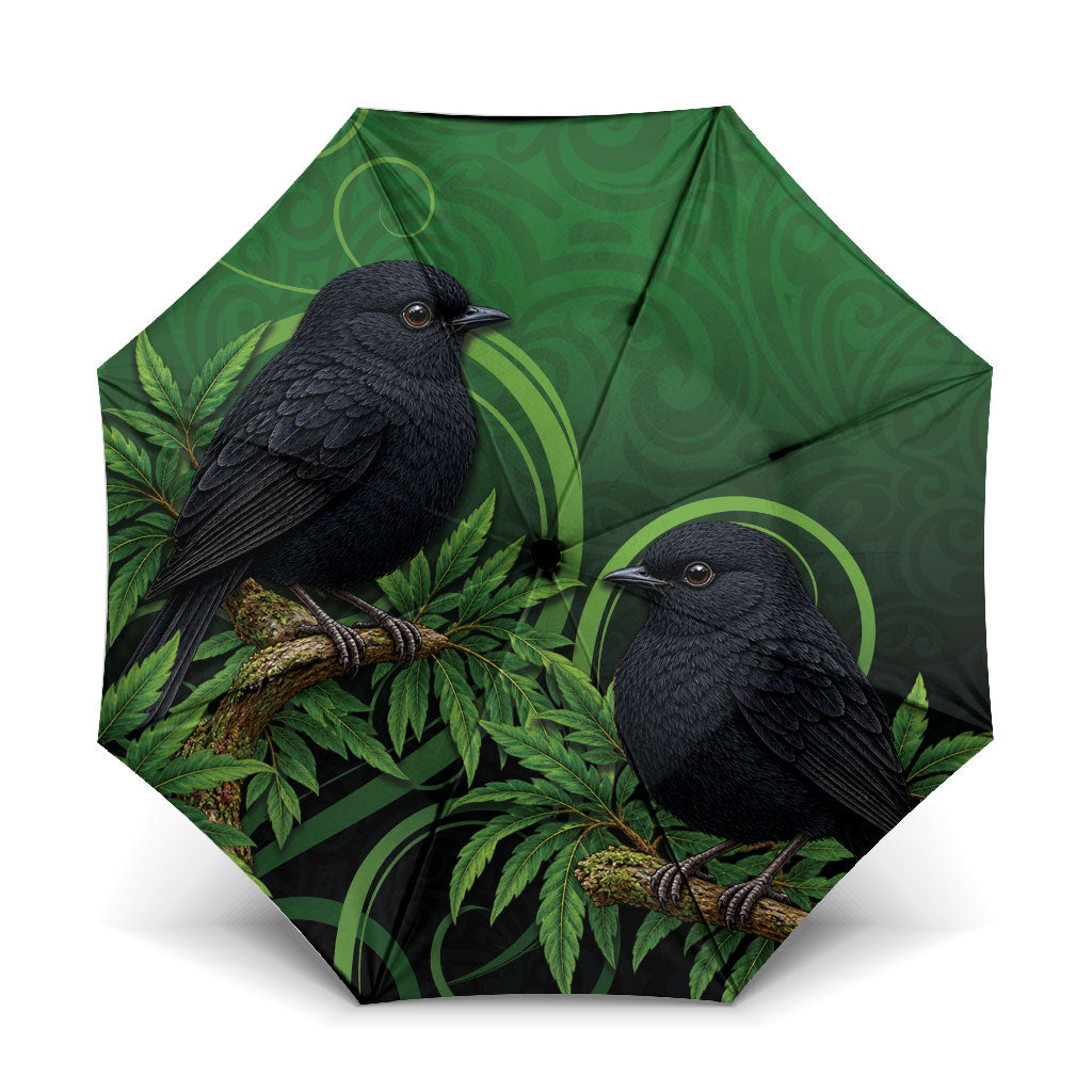 New Zealand Black Robin Umbrella Karure Maori Koru Art Tattoo