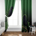New Zealand Black Robin Window Curtain Karure Maori Koru Art Tattoo