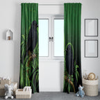 New Zealand Black Robin Window Curtain Karure Maori Koru Art Tattoo