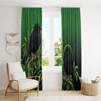 New Zealand Black Robin Window Curtain Karure Maori Koru Art Tattoo