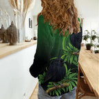 New Zealand Black Robin Women Casual Shirt Karure Maori Koru Art Tattoo