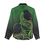 New Zealand Black Robin Women Casual Shirt Karure Maori Koru Art Tattoo