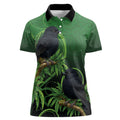 New Zealand Black Robin Women Polo Shirt Karure Maori Koru Art Tattoo