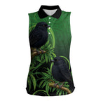 New Zealand Black Robin Women Sleeveless Polo Shirt Karure Maori Koru Art Tattoo