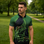 New Zealand Black Robin Zipper Polo Shirt Karure Maori Koru Art Tattoo