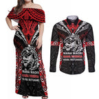 Aotearoa Mana Maori Couples Matching Off Shoulder Maxi Dress and Long Sleeve Button Shirt Toitu Te Tiriti