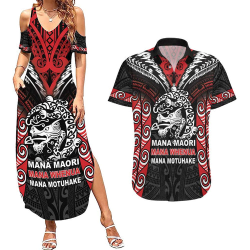 Aotearoa Mana Maori Couples Matching Summer Maxi Dress and Hawaiian Shirt Toitu Te Tiriti