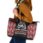 Aotearoa Mana Maori Leather Tote Bag Toitu Te Tiriti