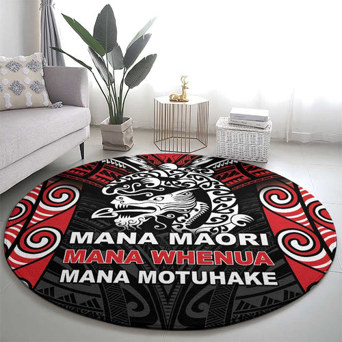 Aotearoa Mana Maori Round Carpet Toitu Te Tiriti