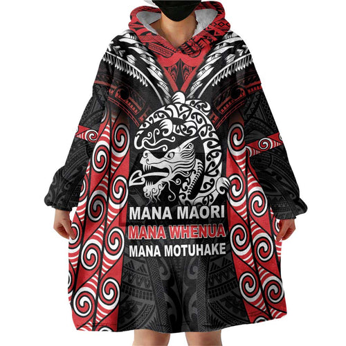 Aotearoa Mana Maori Wearable Blanket Hoodie Toitu Te Tiriti