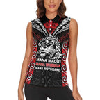 Aotearoa Mana Maori Women Sleeveless Polo Shirt Toitu Te Tiriti