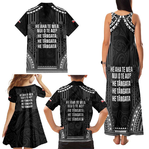Aotearoa Toitu Te Tiriti Family Matching Tank Maxi Dress and Hawaiian Shirt No Kiwi Without Iwi